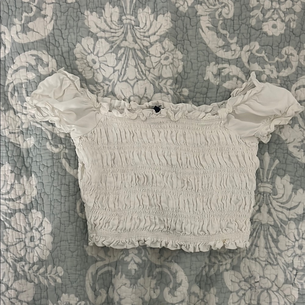 Women's White Ruffled Top